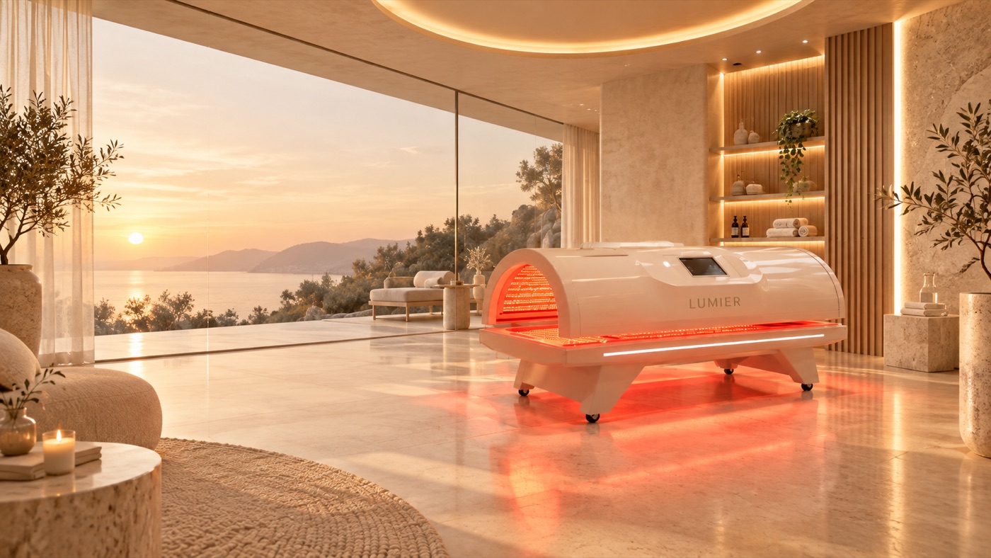 LUMIER in a spa suite at sunset